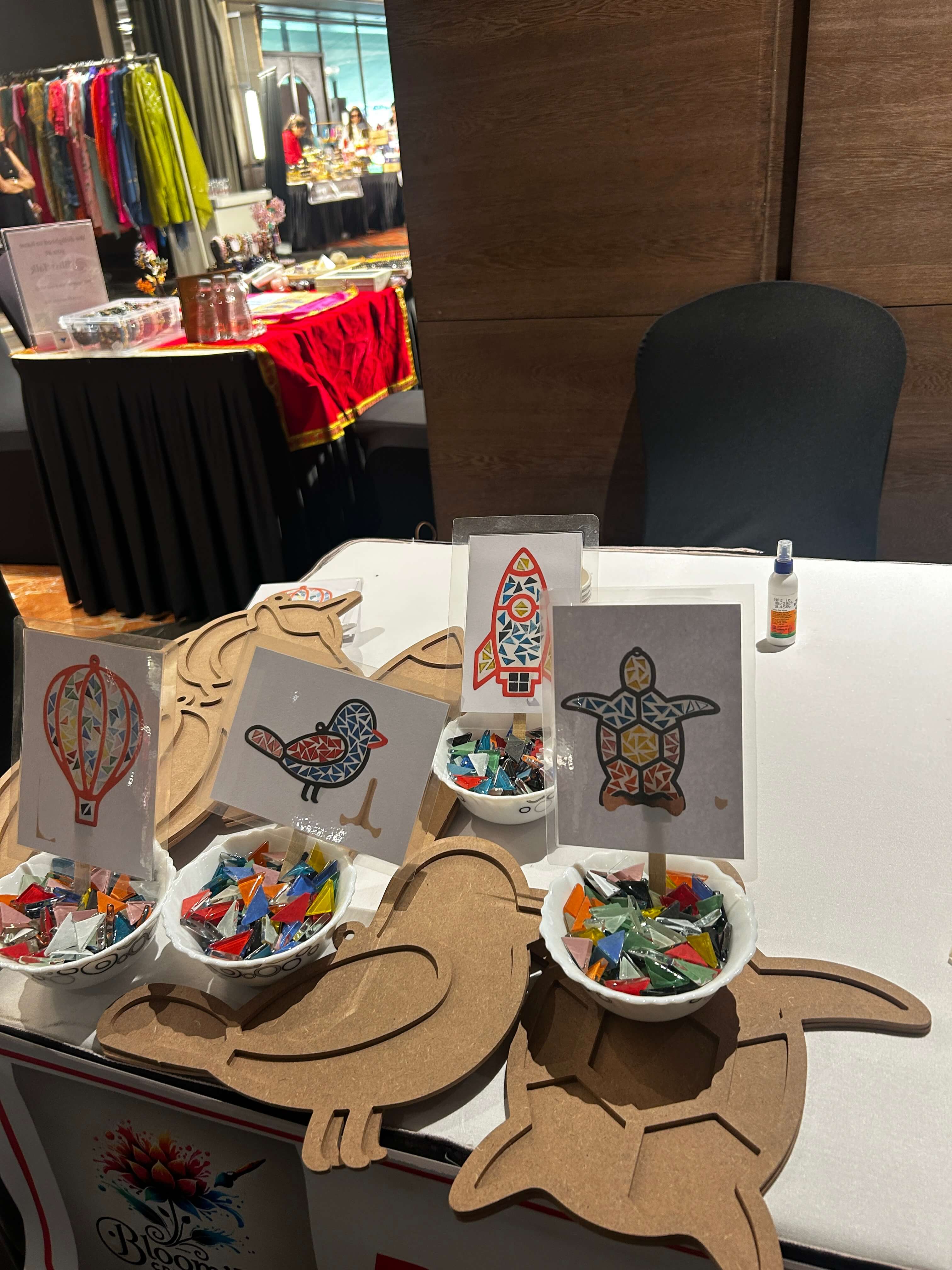 An overview of the Moonlight & Mosaic Art Workshop setup