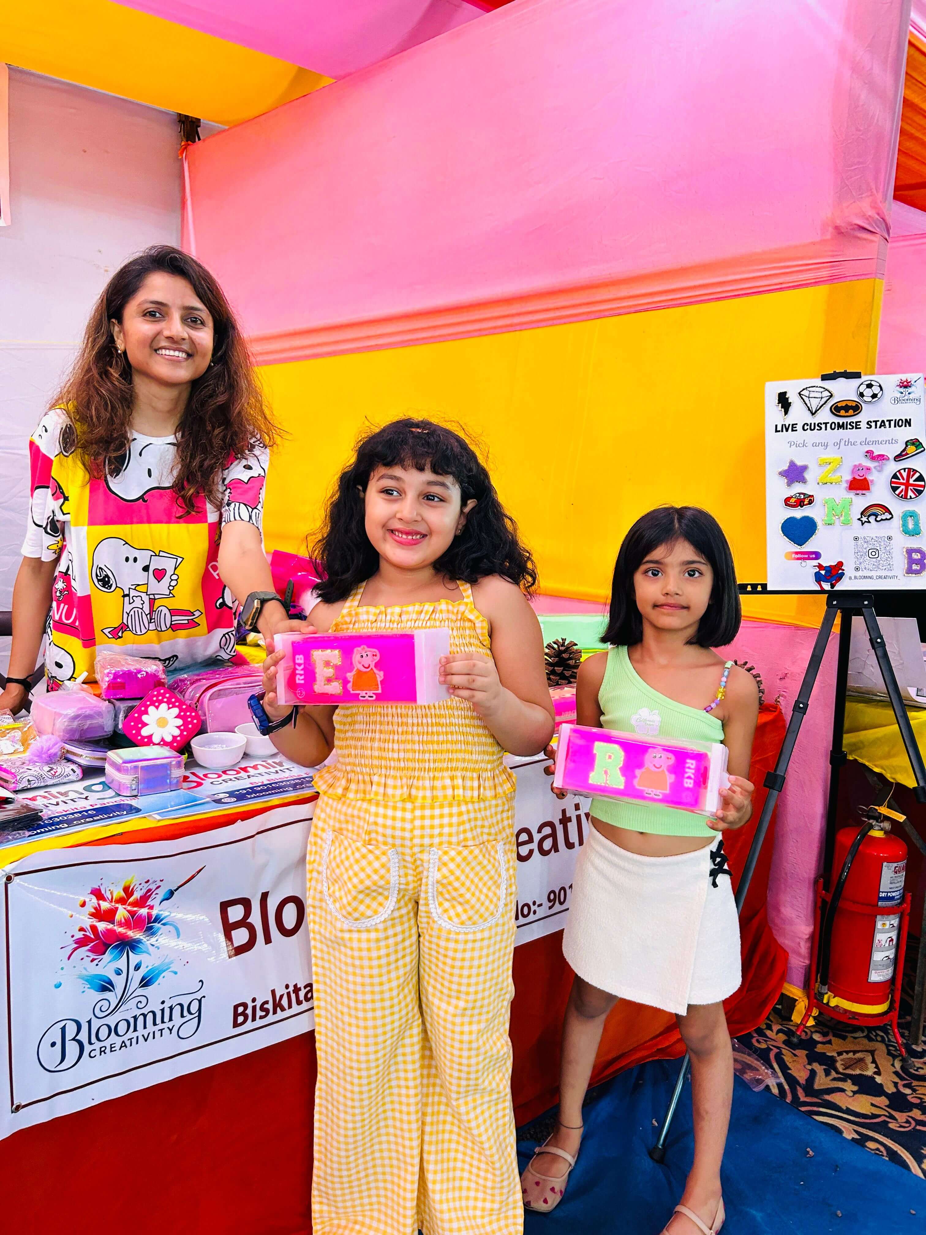 Personalized caps created at the Live Customise Station in Vapi