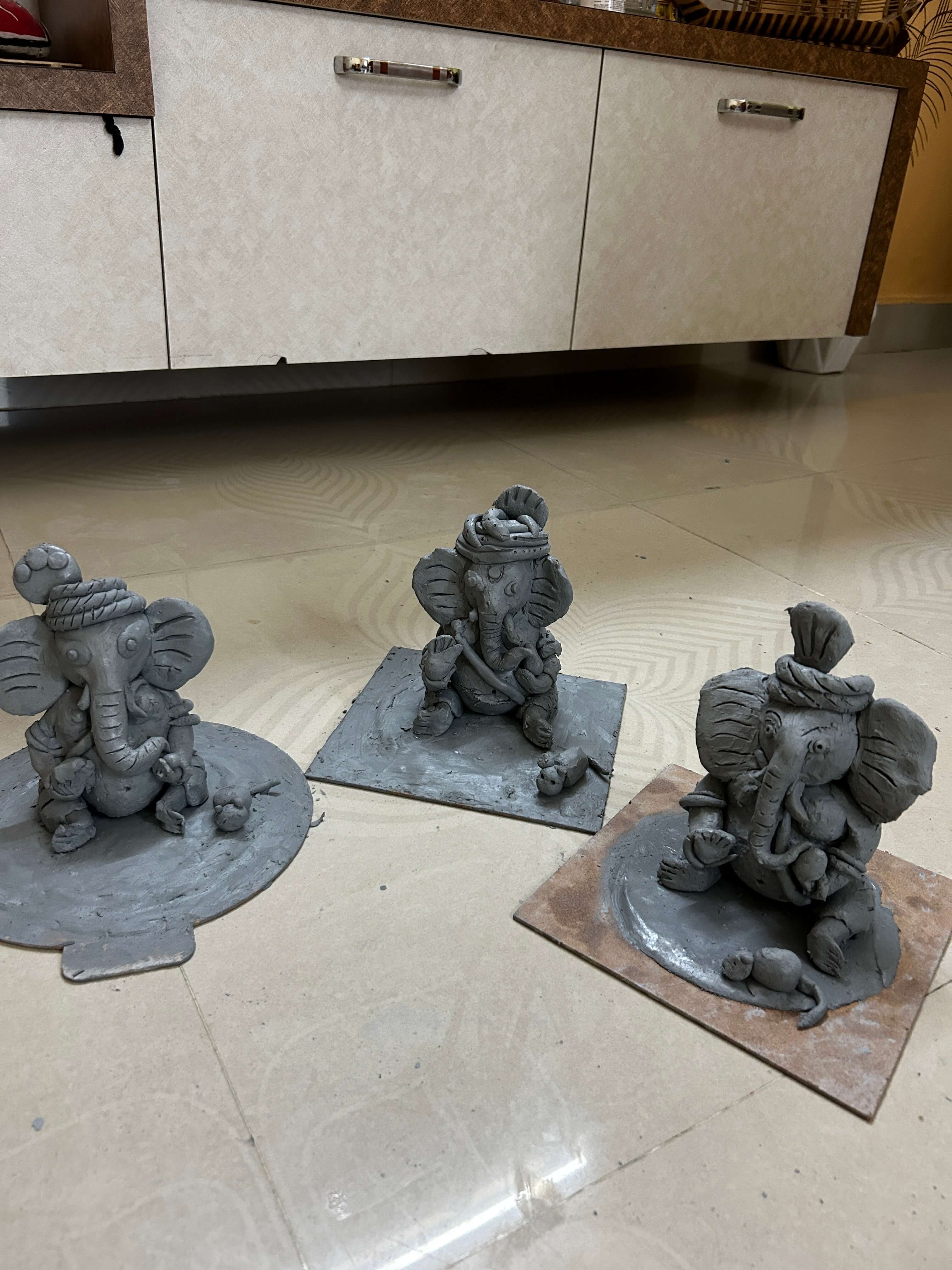 A finished, colorful Ganesh idol ready for festive celebrations