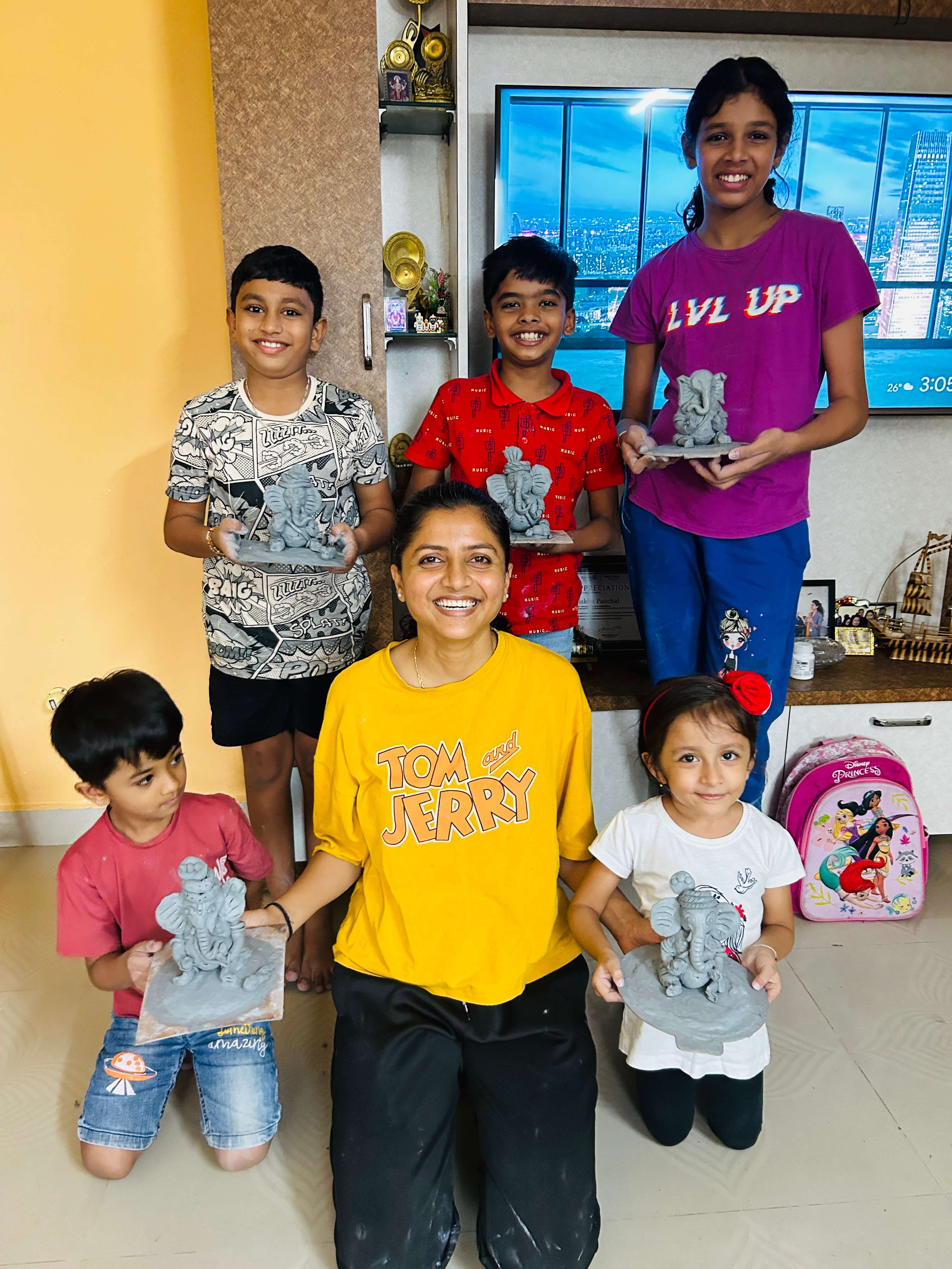 A hand-painted ganesh idol crafted during a festival workshop